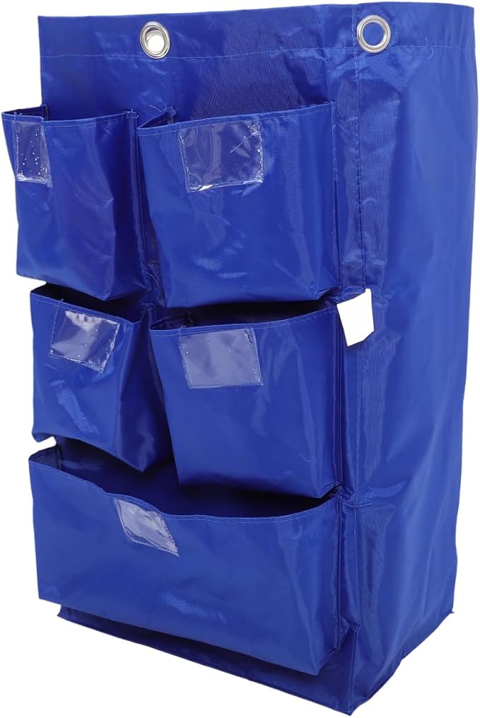 Cleaning Janitorial Cart Bag: Housekeeping Pushcart Garbage Storage Bag Replacement Cleaning Supplies Organizer for Trash Collection Blue