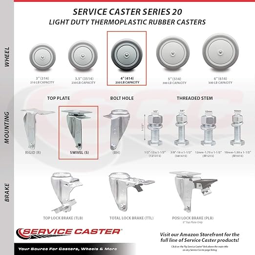 Rubbermaid Cube Replacement Swivel and Rigid Caster Set Quiet Fits Rubbermaid Cube Utility Truck