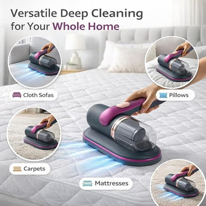 Mattress Vacuum Cleaner, Handheld UV Bed Vacuum Cleaner Effectively Clean Up Bed, Pillows, Cloth Sofas, Carpets and Ther Fabric Surfaces