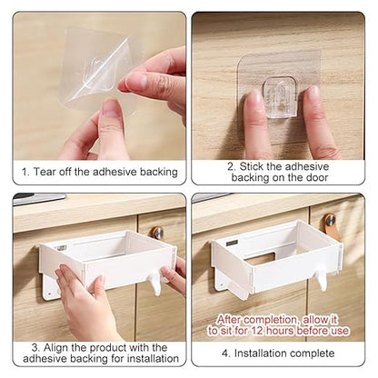 MiOYOOW Over The Cabinet Trash Bag Holder, Foldable Garbage Bag Organizer, Hanging Waste Bin for Kitchen Cabinets Doors