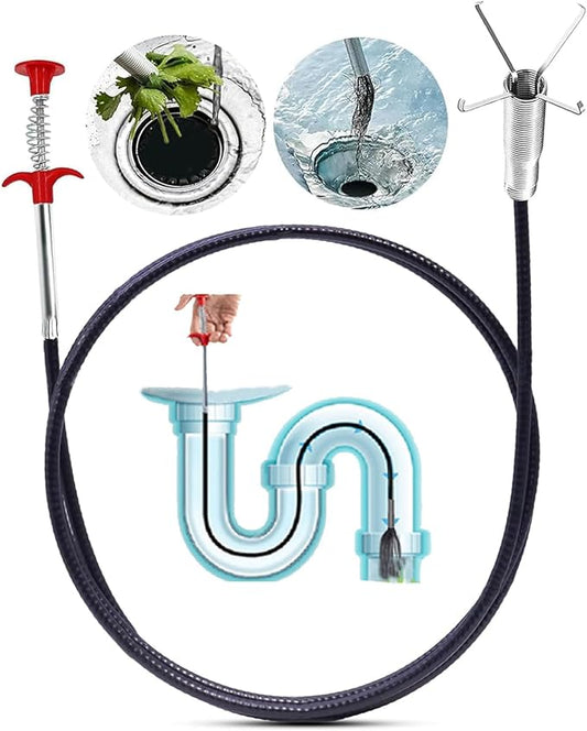 33 Inch Drain Snake Hair Drain Clog Remover, Flexible Grabber Claw Pick Up Reacher Tool - Gutter Cleaning Tools for Home Sink, Bathroom Tub,Drain, Toilet, Tight Spaces