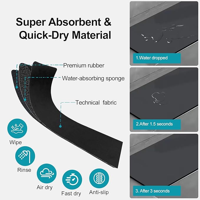 Customizable Faucet Mat for Kitchen Sink: 30"L x 5.5"W Quick Drying Kitchen Sink Mat & Bathroom Counter Protector - Cut to Fit with 2 or 3 Hole Faucet Design - Extra Long Absorbent Splash Guard