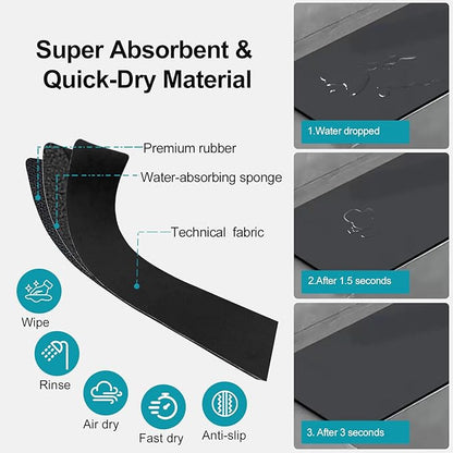 Customizable Faucet Mat for Kitchen Sink: 30"L x 5.5"W Quick Drying Kitchen Sink Mat & Bathroom Counter Protector - Cut to Fit with 2 or 3 Hole Faucet Design - Extra Long Absorbent Splash Guard