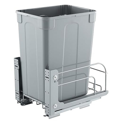 VEVOR Pullout Trash Can for Kitchen Cabinets, 35 QT Garbage Waste Recycling Bin, Under Mount Waste Container, with Heavy Duty Metal Soft Close Sliding System and Door Kit, for Sink, Under Counter