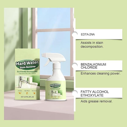 Hard Water Remover | 237ML Soap Scum Liquid Removal - Glass Water Spot Remover | for Shower Bathtub Faucet Sink Bathroom Kitchen Apartment