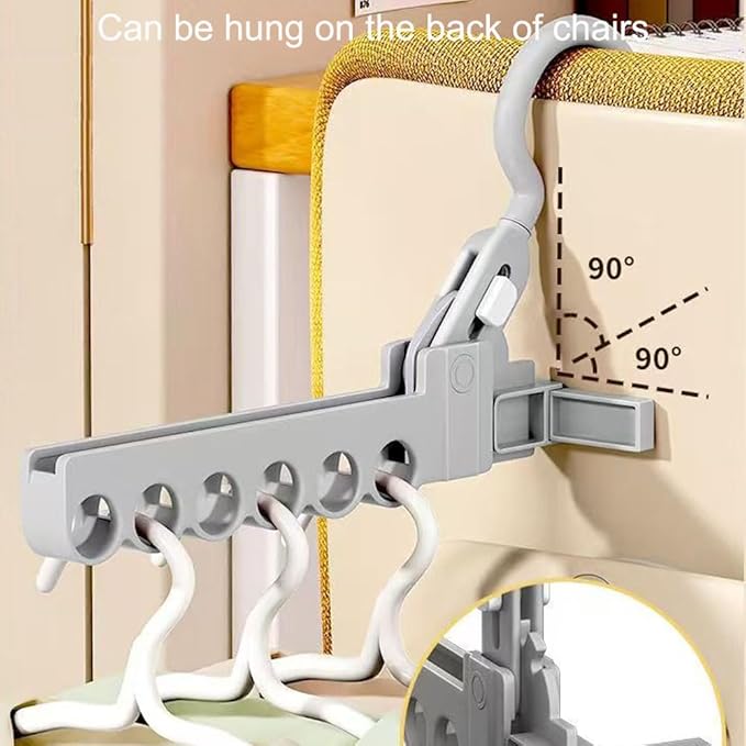 Folding Clothes Hanger Drying Rack,Travel Essentials for Laundry,Portable and Collapsible with Hook,Essentials for Cruise,Vacation,Camping,RV,Road Trip,Hotel,Business Travel, Student Apartment (Grey)