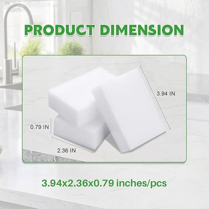 Magic Melamine Sponge Eraser, GRS Certified 12 Pack Disposable Magic Cleaning Erasers in Bulk, No Scratch & Super Absorbent, Multi-Functional Melamine Foam Sponges for Bathroom Window Shoes Kitchen