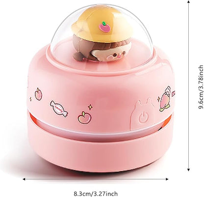 Desktop Mini Cute Vacuum Cleaner, Portable Cartoon Cleaner and Dust Sweep, Table Dust Sweeper Energy Saving, Design for Keyboard, Home, School, Office (Green)