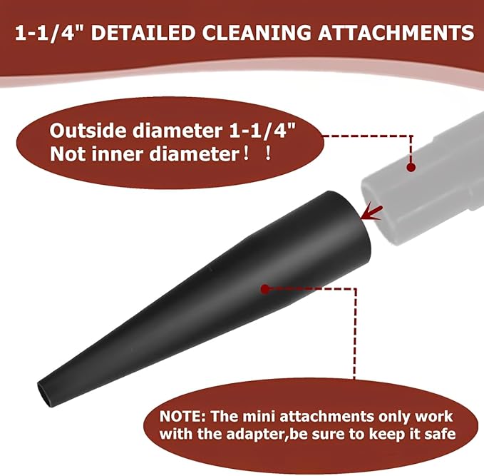 6-Pack Micro Cleaning Nozzle Kit for Compact Wet Dry Shop Vacuum,1-1/4" Detailed Cleaning Attachments