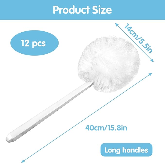 SHENLIU 12 Pack Soft Toilet Bowl Brush 15 Inches Long Plastic Handled Bowl Swab Brush, Soft Toilet Brushes for Dead Corner Silk Scrubber for Toilet Bowls, Washbasin, Bathtub & Tiles (White)