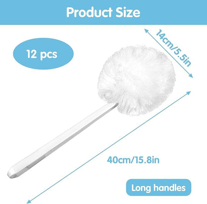 SHENLIU 12 Pack Soft Toilet Bowl Brush 15 Inches Long Plastic Handled Bowl Swab Brush, Soft Toilet Brushes for Dead Corner Silk Scrubber for Toilet Bowls, Washbasin, Bathtub & Tiles (White)