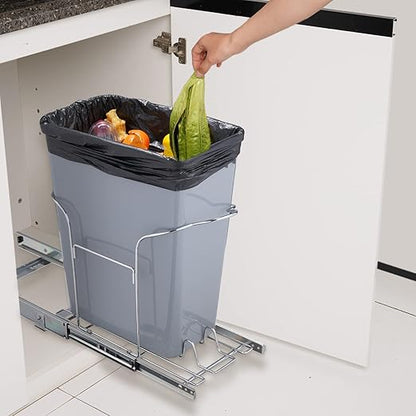 VEVOR Pull-Out Trash Can, 29L Single Bin, Under Mount Kitchen Waste Container with Slide and Handle, 110 lbs Load Capacity Heavy Duty Garbage Recycling Bin for Kitchen Cabinet, Sink, Under Counter