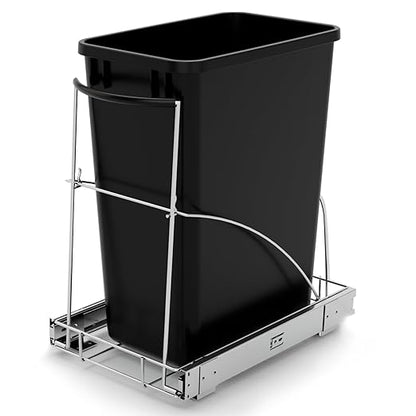 Tanamu Pull Out Trash Can Under Cabinet，Under Sink Slide Out Garbage for Kitchen，Requires 13" W X 18" D Minimum Cabinets，Not Included Can，Chrome Adjustable for 7-10 Gal Can