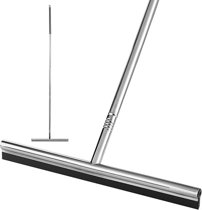 Professional Heavy-Duty Floor Squeegee, 15" Wide Silicone Blade & 19"-59" Adjustable Pole, for Garage Floor, Driveway, Tile & Patio – Effortless Water Removal, Rust-Proof