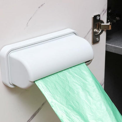 2Pack Small Trash Bag Dispenser Wall Mount with 2 Hooks for Kitchen Bathroom Waste Bin Can Liner Holder Organizer Under Sink