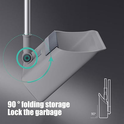 3 in 1 Broom and Dustpan Set Foldable Hand Broom for Home & Kitchen with Rotatable Standing Storage, Cleaning Brush, Buckle Type Brooms with Dustpan Combo Set Outdoor Brooms Cleaning Tool