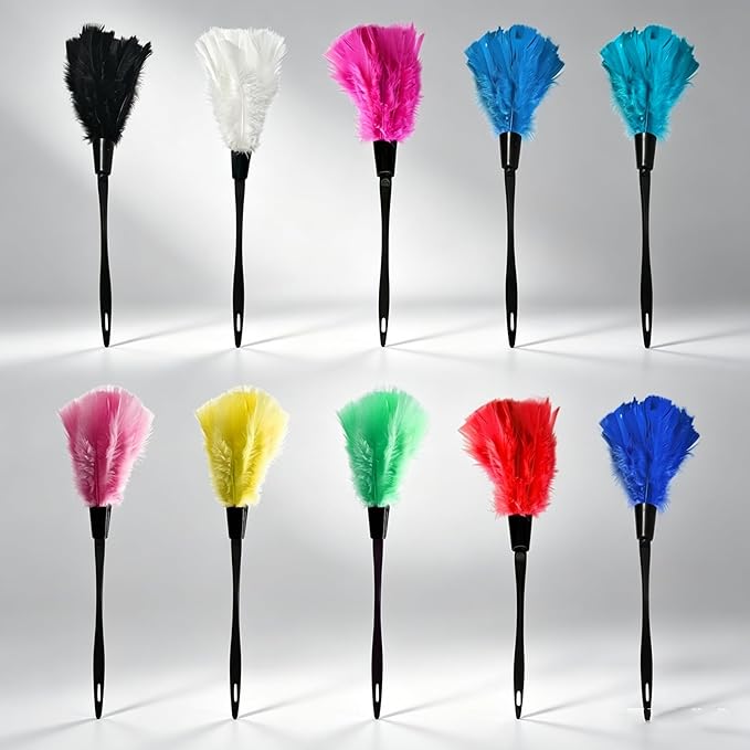 2 PCS 14 Inch Turkey Feather Duster, Gentle Style Dusting Tool for Home/Office Delicate Surfaces (Yellow)