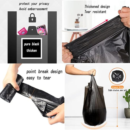 100 Count 4 Gallon Small Black Trash Bags, Durable PE Material, Handles, Breakpoints, 46x60cm