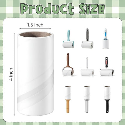 2Pcs Lint Roller Refills 4 inch Extra Sticky Pet Hair Roller Replacement Refills 60 Sheets per Roll Inside Diameter 1.5 Inch (Pack of 2, Total 120 Sheets, 4 inch)