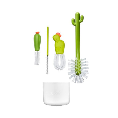 Boon Cacti Bottle Cleaning Brush Set - Includes Bottle Brush,Nipple-Brush,Detail-Brush,and Straw-Brush - Baby-Bottle-Brush Set for-Bottle Drying Rack - Baby Essentials -,4 Count (Pack of 12)