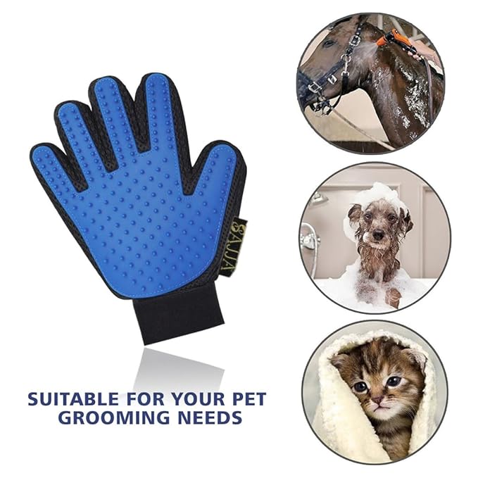 2-in-1 Pet Grooming Gloves 2-Pack – Double-Sided Deshedding & Pet Hair Remover for Dogs & Cats – Gentle Massage Glove for Shedding Fur – Lint Remover for Furniture & Clothing