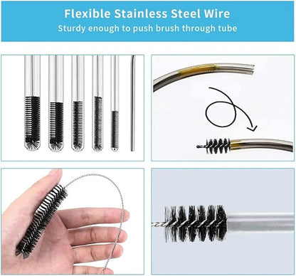 Utoolmart Steel Wire Cleaning Brush, Spiral Power Tube Brush, Steel Wire Tube Brush Cleaning Tool, Tube Bottle Brush, 0.3-inch Diameter 12-inch Length, 2pcs