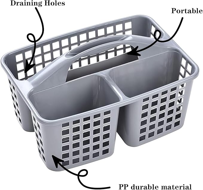 Portable Shower Caddy Basket,Convenient Cleaning Supplies Organizer with Compartments and Handle,Ideal for Bathroom, Bedroom, Kitchen, College Dorm,Garden,etc.Blue-2 Pcs