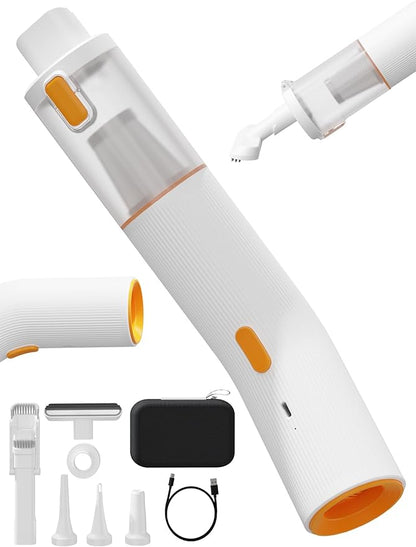 Vogano Handheld Vacuum Cleaner Cordless, 15000Pa High Power, Portable Mini Car Vacuum Air Duster with 2 Suction Modes & Multi-Nozzles for Desk Home Office Pet Hair, White