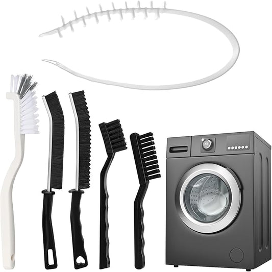 TUZAZO Washing Machine Cleaning Brush Kit, Front Load Washer Cleaner Tools Accessories with 1Pc Drum Laundry Brush and 5Pcs Crevice Cleaning Brushes for Tight Spaces and Washer Rubber Seal