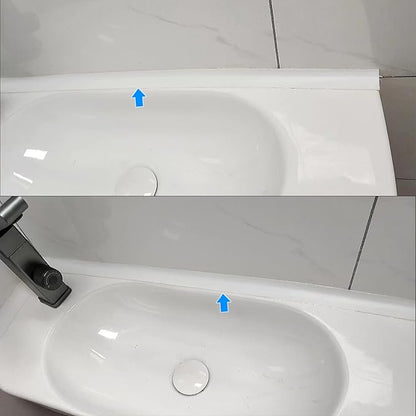 Water Barrier for Sink,Shower Threshold Water Dam Barrier,Waterproof Barrier Bathroom,Collapsible Silicone Strip Trim Splash Guard (White-2M)