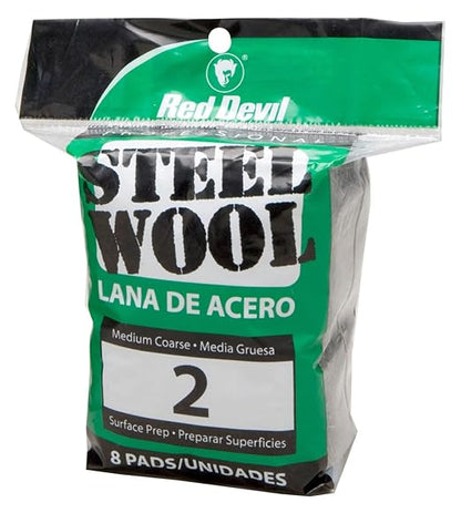 Red Devil 0325 Steel Wool, 2 Medium Coarse, (Pack of 48)