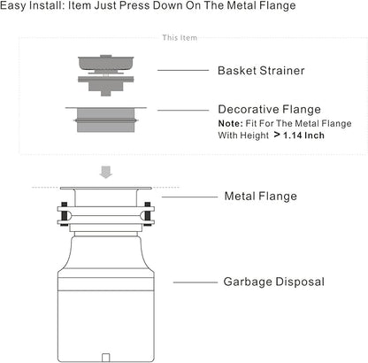 Garbage Disposal Strainer and Stopper with Decorative Disposal Flange in Gray, Matching Gray Granite Kitchen Sink and Faucet, Fit 3.5 Inch Standard Drain Hole