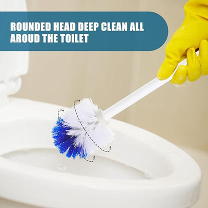 Willinglong 15 Pcs 18.5 Inch Toilet Bowl Cleaner Brush Bathroom Long Plastic Handled Cleaning Scrubber with Hook Hole Without Holder for Household Cleaning (Blue,White)