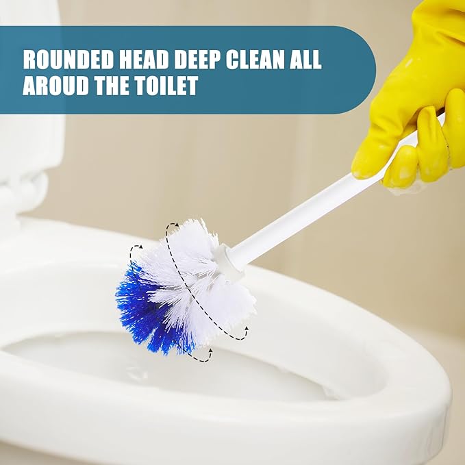 Willinglong 1 Pcs 18.5 Inch Toilet Bowl Cleaner Brush Bathroom Long Plastic Handled Cleaning Scrubber with Hook Hole Without Holder for Household Cleaning (Blue,White)
