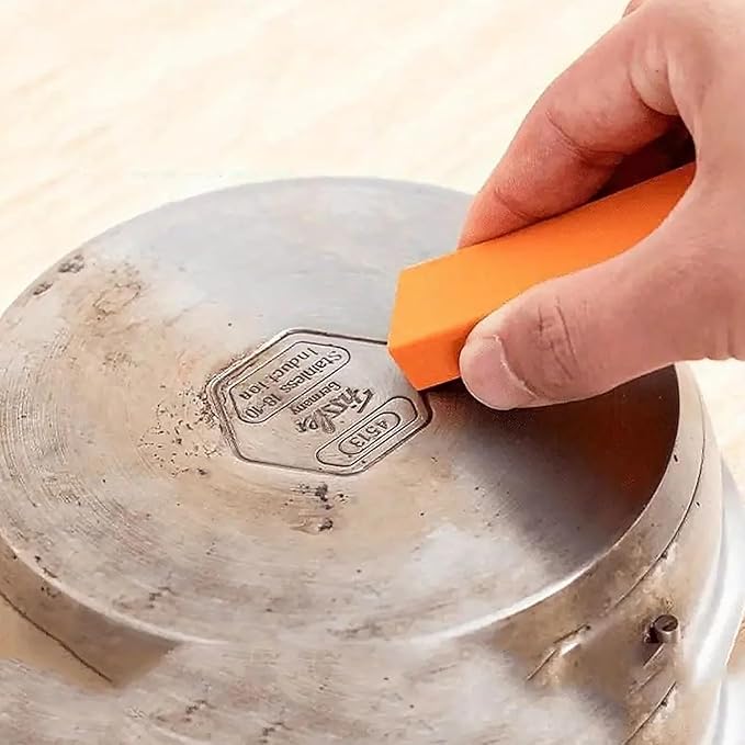 Stainless Steel decontamination Scratch Eraser,Magical Rust Eraser Stainless Steel Stain Remover, Rubber Rust Cleaning Eraser for Kitchen, Bathroom, Household Orange Colour