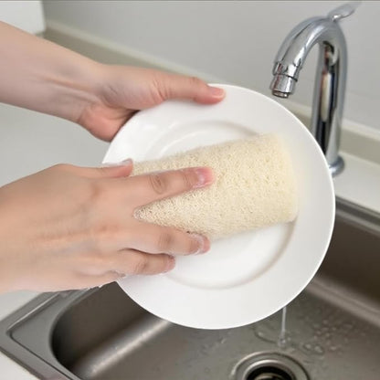 Large Size Natural Loofah Sponge, 3-Pack Loofah Sponges, Natural Body Scrubber for Men and Women, Non Toxic Loofa for Dishwashing