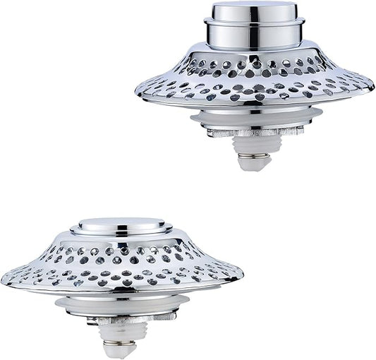 2 Pack Universal Bathtub Drain Stopper with Removable Hair Catcher, 3-in-1 Pop-up Drain Plug Fits 1.38 to 2.1 Inch Holes, Upgrade Shower Drain Cover with Stainless Steel Filter