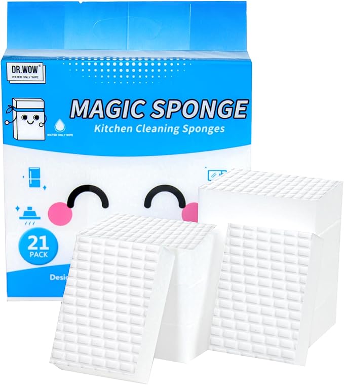 21-Pack Extra-Thick Melamine Sponges – 3.94" × 2.76" × 1.18" Durable Kitchen & Bathroom Cleaning Pads – Powerful, Non-Scratch, Water-Activated Magic Sponge(Ultra-Durable)