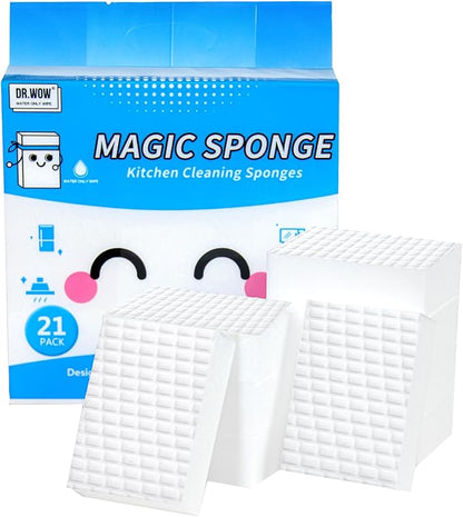 21-Pack Extra-Thick Melamine Sponges – 3.94" × 2.76" × 1.18" Durable Kitchen & Bathroom Cleaning Pads – Powerful, Non-Scratch, Water-Activated Magic Sponge(Ultra-Durable)