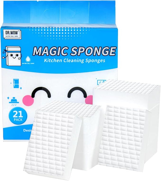 21-Pack Extra-Thick Melamine Sponges – 3.94" × 2.76" × 1.18" Durable Kitchen & Bathroom Cleaning Pads – Powerful, Non-Scratch, Water-Activated Magic Sponge(Ultra-Durable)