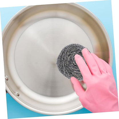Alipis 6pcs Stainless Steel Pot Scrubbers Set Heavy Duty Wire Ball Cleaners for Kitchen Metal Sponge for Pot and Pan Cleaning for Home Chefs and Kitchen Use