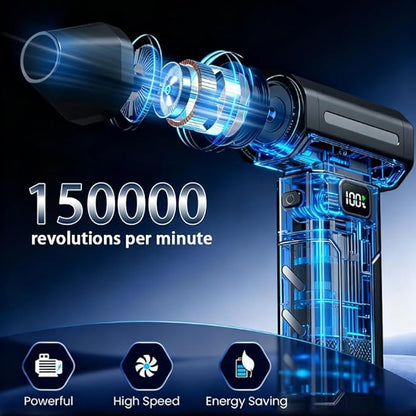 Electric Air Duster, 150000RPM Cordless Air Duster, 5-Gear Adjustable Mini Blower with Fast Charging, Dust Blower for Computer, Keyboard, House, Outdoor and Car
