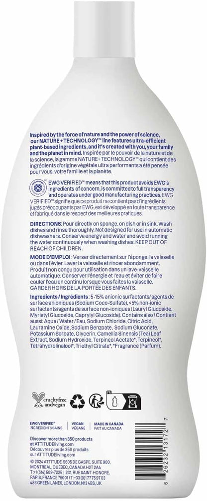 ATTITUDE Dish Soap, EWG Verified, Plant-Based & Vegan Dishwashing Liquid, Naturally Derived, Citrus Zest, 23.7 Fl Oz (Pack of 3)