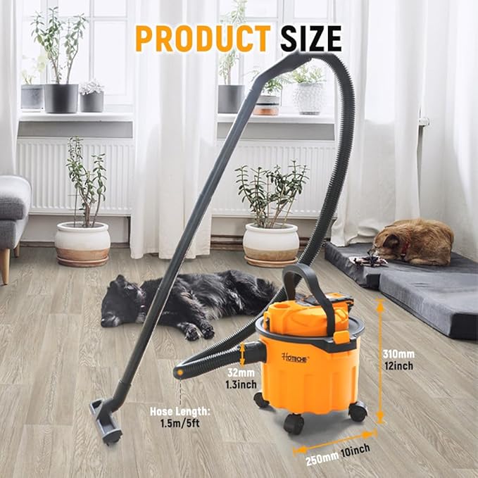 Hoteche 20V Cordless Shop Vacuum Portable Garage & Workshop Vac with 10L Dust Cup, Blowing Function, Quiet Operation