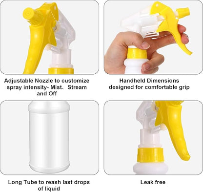 Eccliy 12 Pcs 16 Oz Plastic Spray Bottle, Adjustable Empty Reusable Sprayer for Cleaning, Planting, Water, Bathroom and Kitchen, BBQ, Commercial and Residential (Original,Green,Yellow)