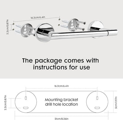 Polished Chrome Toilet Paper Holder Set, Stainless Steel Towel Ring, Double Post Pivoting Toilet Paper Holder and Hand Towel Holder Set for Bathroom, Bathroom Hardware Accessories Set Silver