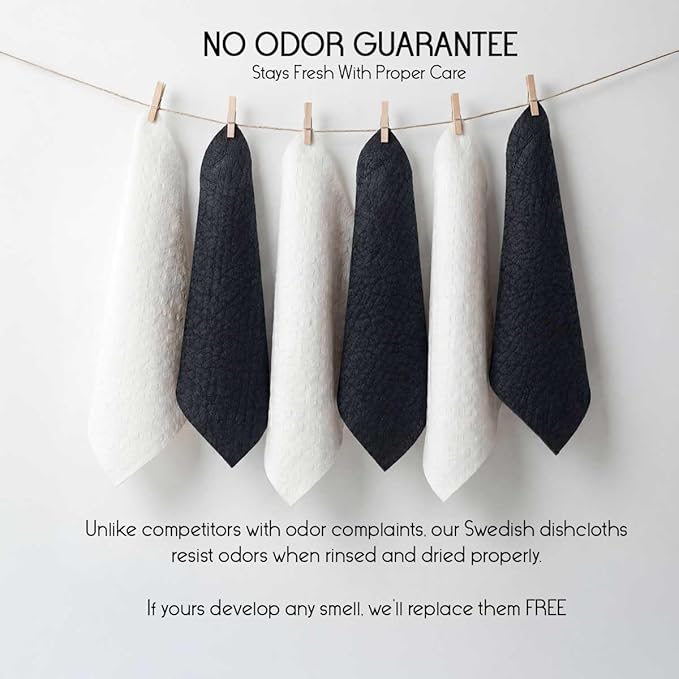 Swedish Dishcloths 10 Pack - Color-Coded Kitchen Cleaning Cloths - 5 Dark for Cleaning, 5 White for Drying - Replaces Paper Towels & Sponges - Eco Friendly, Compostable, Reusable