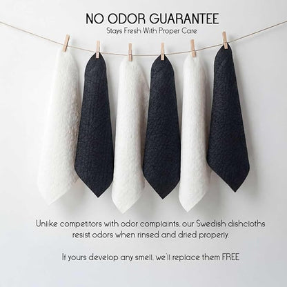 Swedish Dishcloths 10 Pack - Color-Coded Kitchen Cleaning Cloths - 5 Dark for Cleaning, 5 White for Drying - Replaces Paper Towels & Sponges - Eco Friendly, Compostable, Reusable