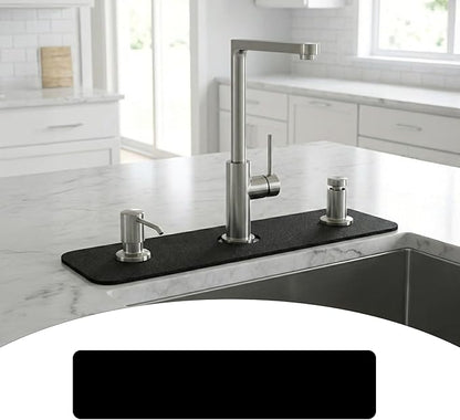 Customizable Kitchen Sink Faucet Mat: 24"Lx5.5"W Absorbent Sink Edge Protector & Bathroom Counter Protector - Quick Drying Splash Guard Cut to Fit 2, 3, 4 Holes Faucet, Soap Dispenser & Irregular Sink