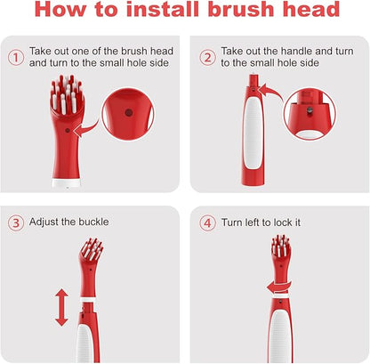 Rechargeable Electric Cleaning Brush with 4 in 1 Multiple Brush Heads and USB Cable, Indoor Household Cordless Motorized Brush for Bathroom Toilet Kitchen Tile Crevice (White & Red)